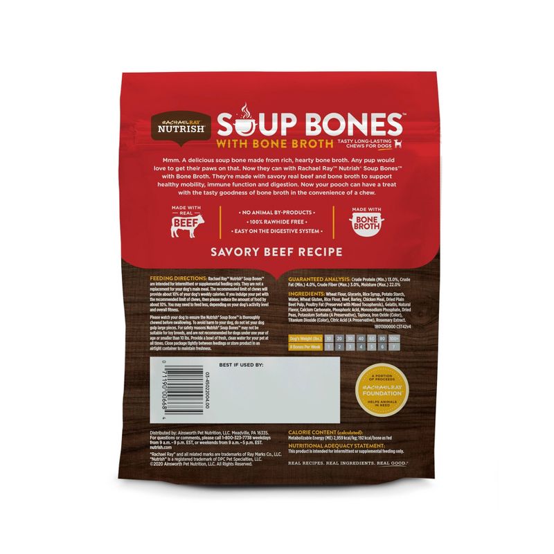 Rachael Ray Nutrish Soup Bones Bone Broth Small/Medium Beef Dry Dental Dog Treats - 10.3oz