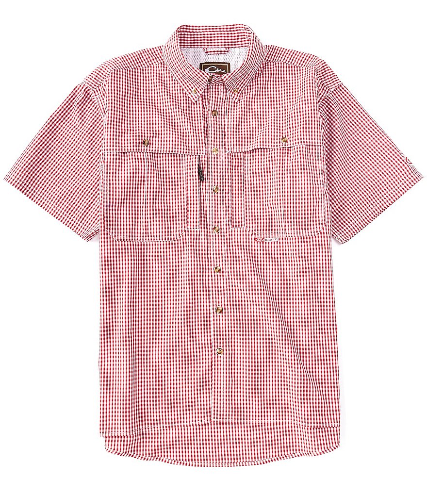 Drake Game Day Plaid Performance Short-Sleeve Woven Shirt