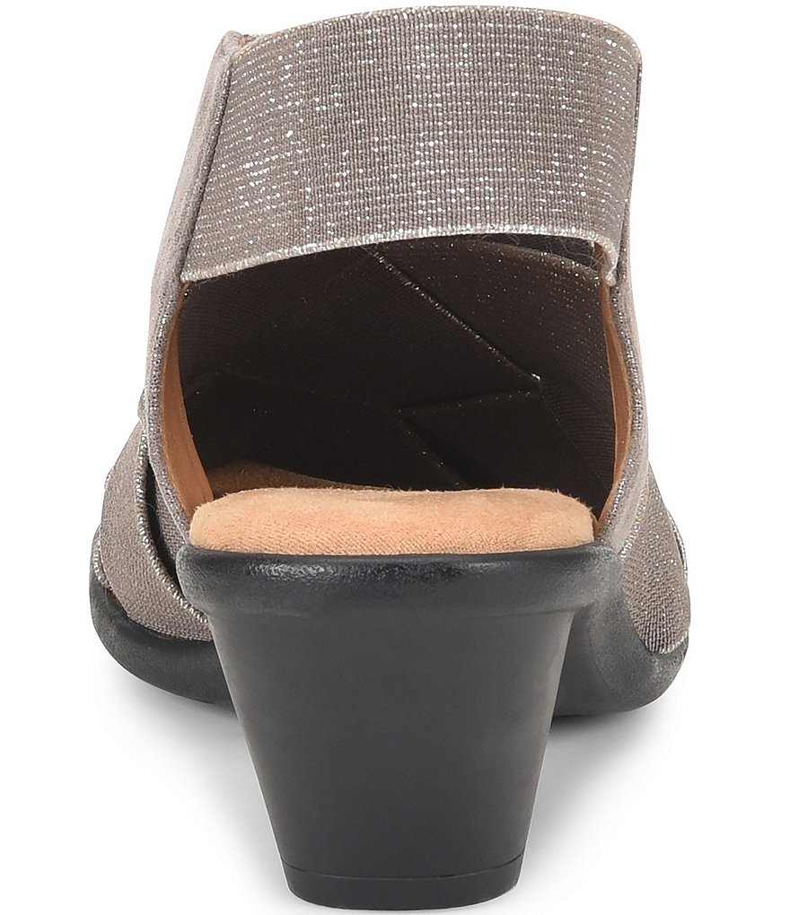 Comfortiva Farrow Elastic & Metallic Suede Block Heel Sandals
