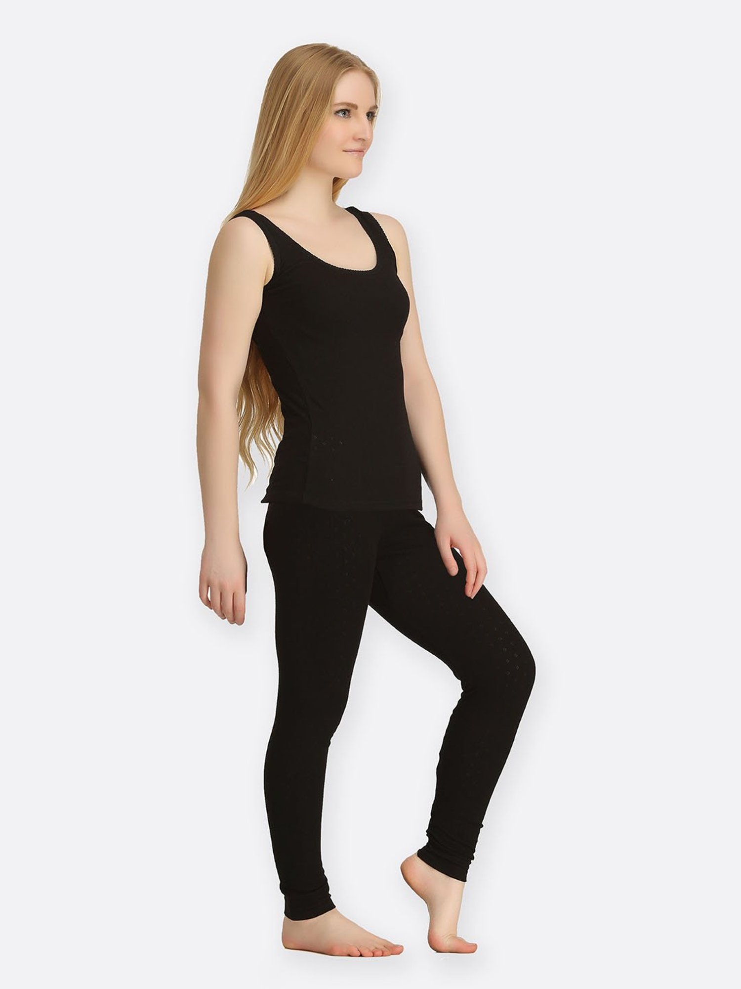 Kanvin Black Thermal Camisole With Tights