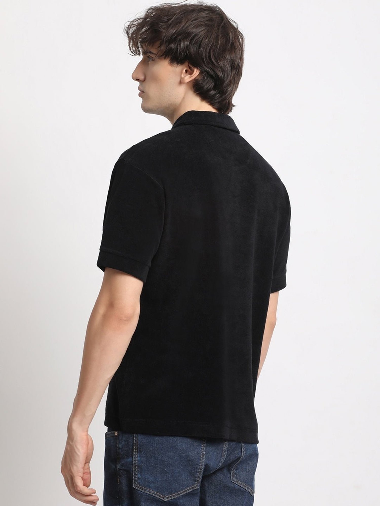 The Bear House Black Relaxed Fit Polo T-Shirt