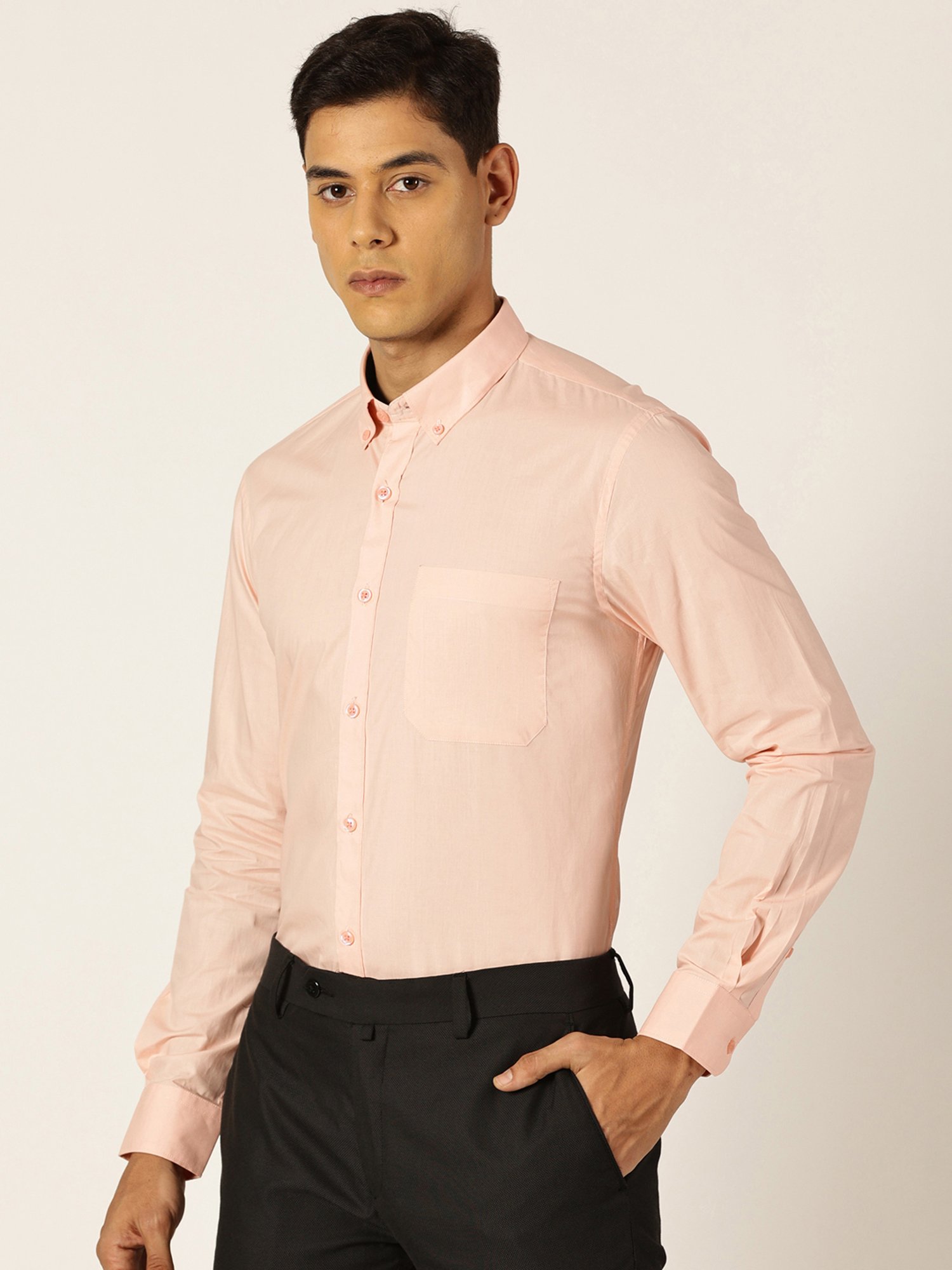 Thomas Scott Light Pink Smart Fit Cotton Shirt