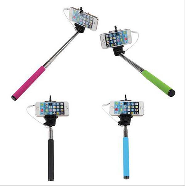 New Adjustable Handheld Monopod with Embedded 3.5mm Stereo Jack Control for Smartphones and Tablet Color Blue