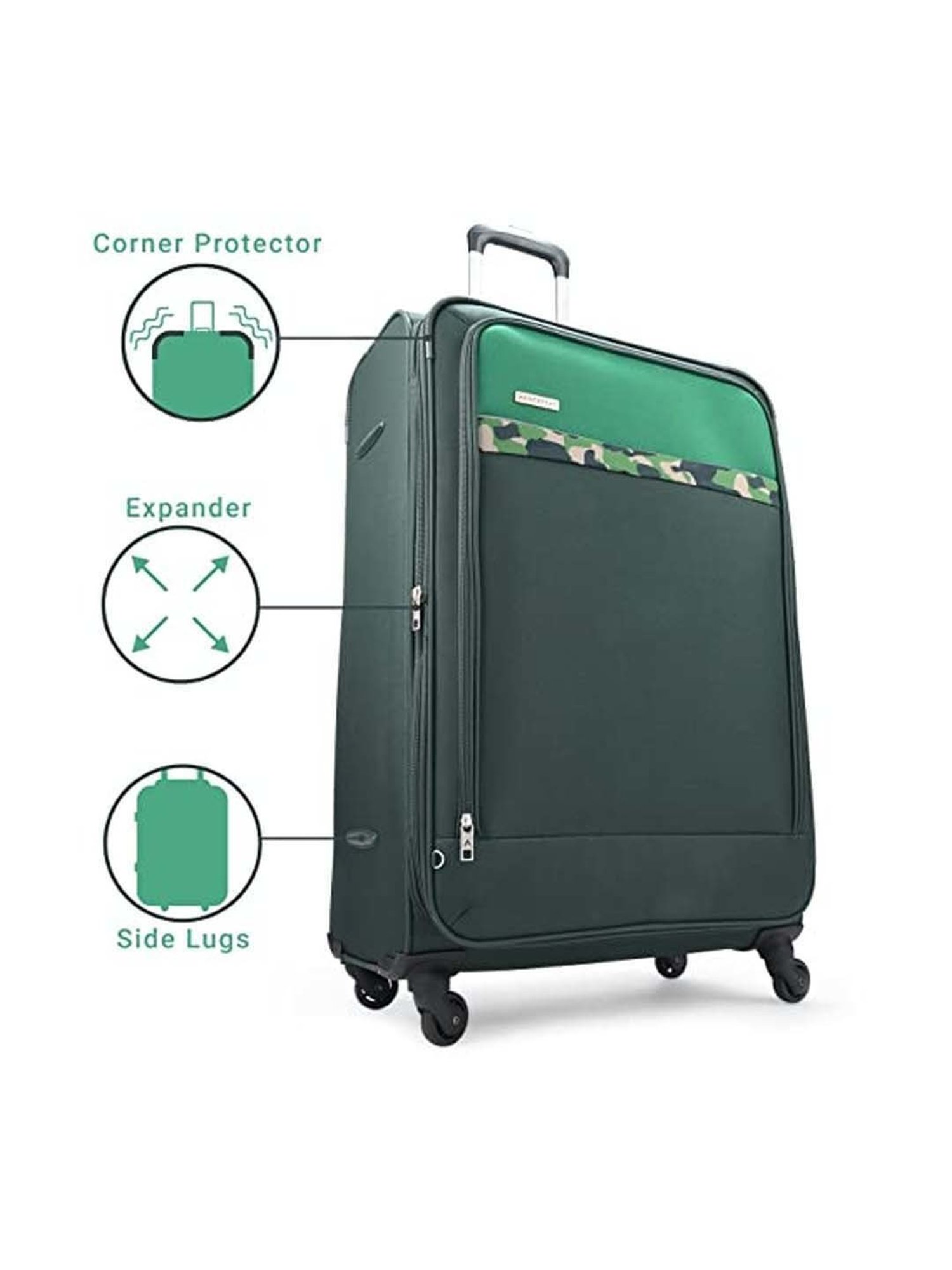 Aristocrat Commander Forest Green Solid Soft Large Trolley Bag - 36 cm