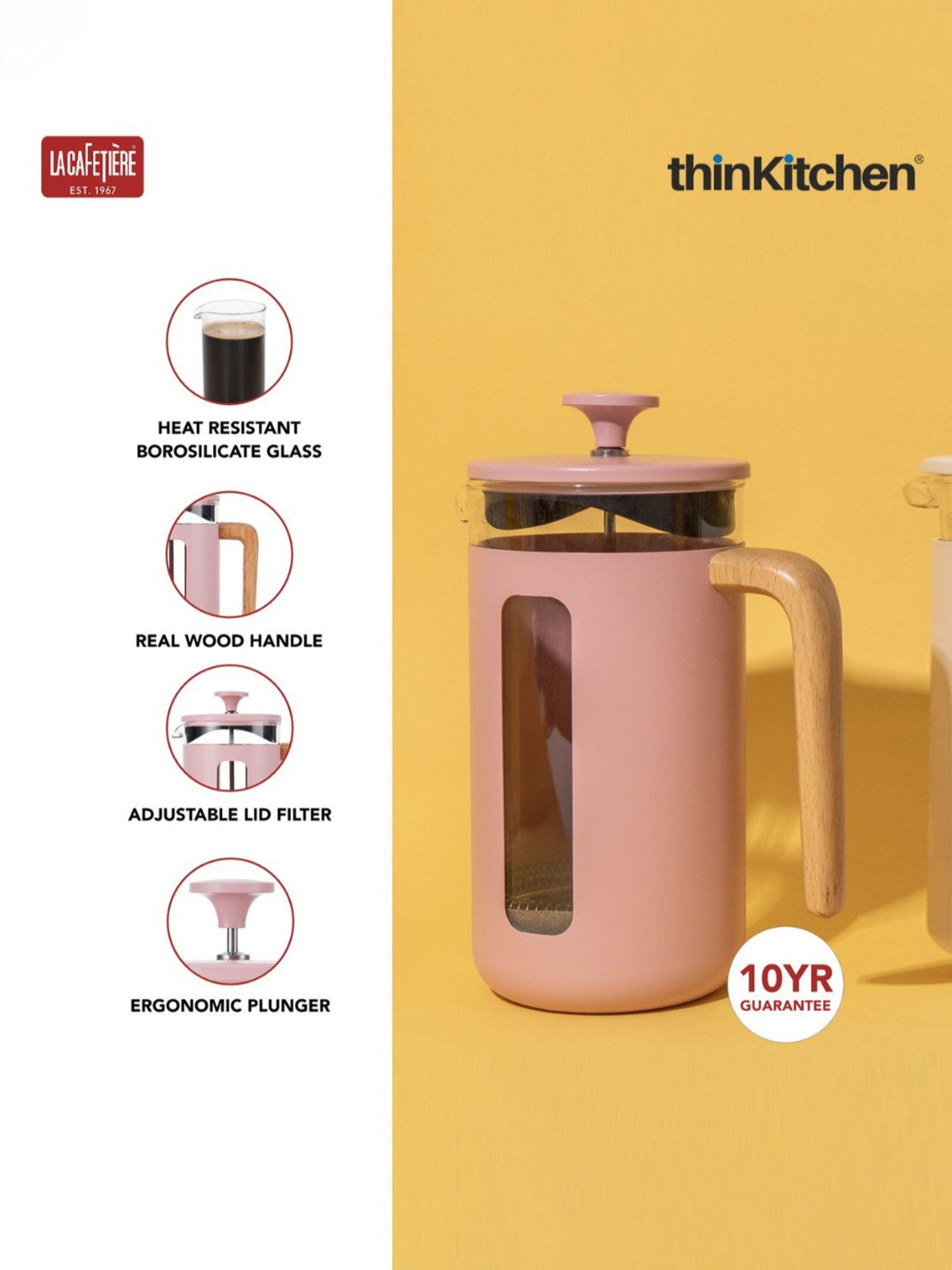 La Cafetiere Pink Stainless Steel Coffee Maker (350ml)