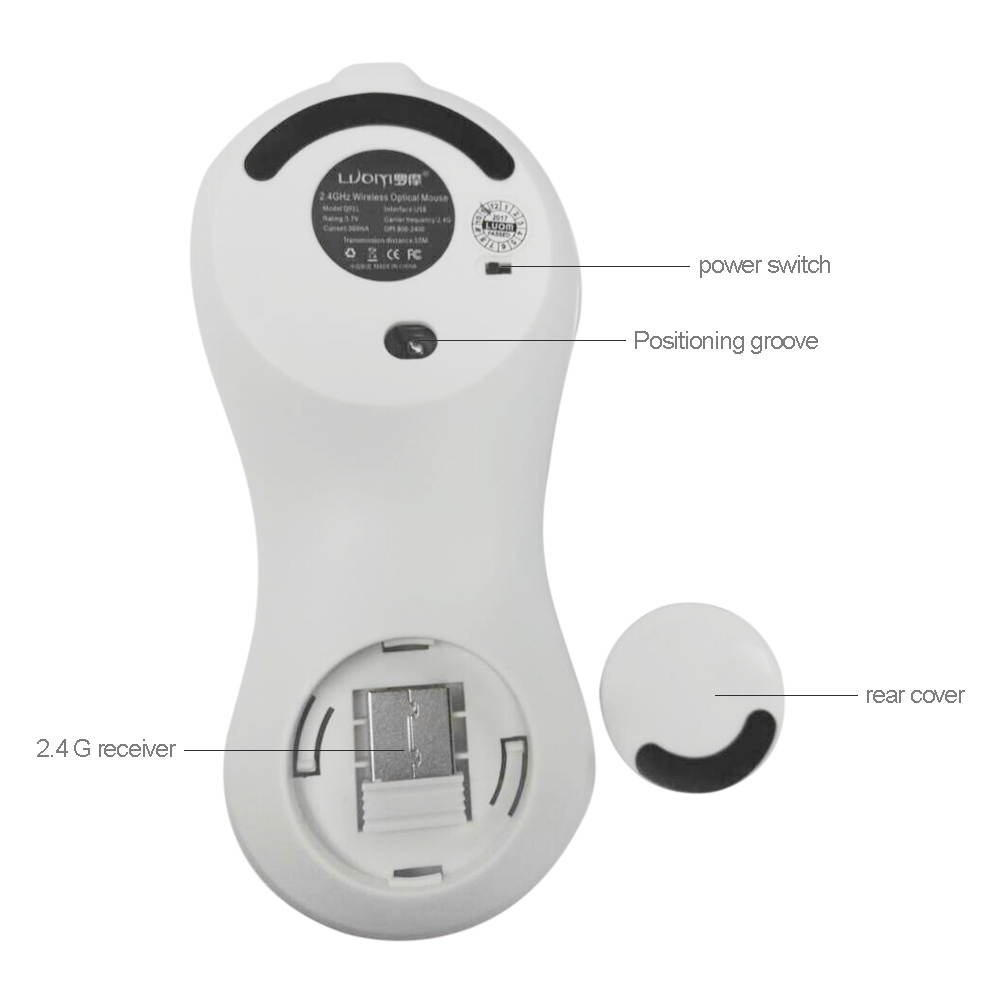 LUOM LMQ2 2.4G Wireless Gaming Mouse Ergonomic 3 Adjustable DPI Options Mouse Mice Plug and Play for PC laptop Computer office