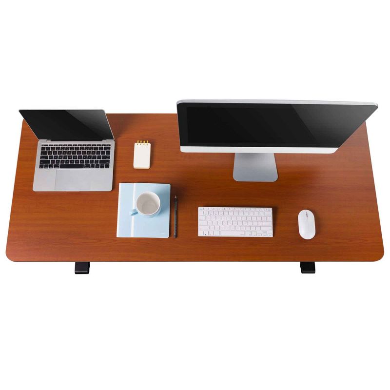 Tranzendesk Standing Desk &ndash; 55" Manual Height Adjustable Workstation &ndash; Cherry &ndash; Stand Steady