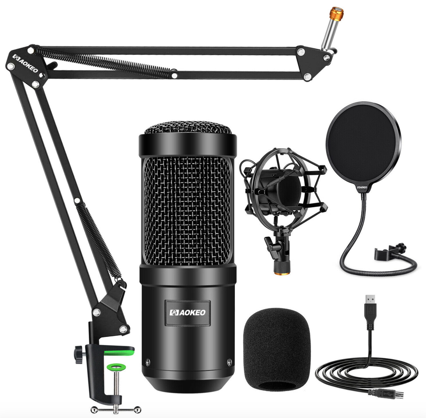 gold--BM800 Professional Suspension Microphone Kit Studio Live Stream Broadcasting Recording Condenser Microphone Set