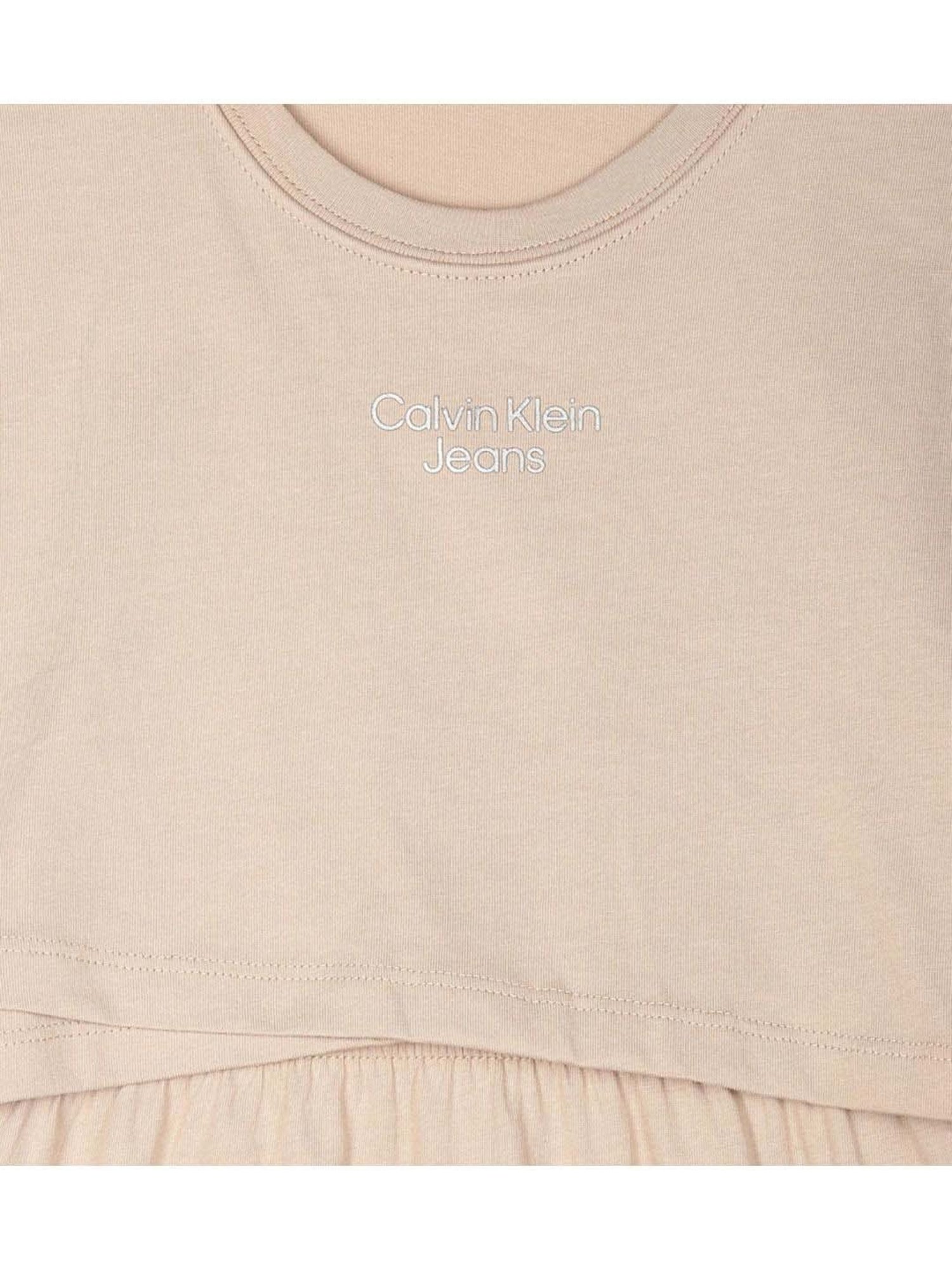 Calvin Klein Jeans Kids Pink Cotton Regular Fit Dress
