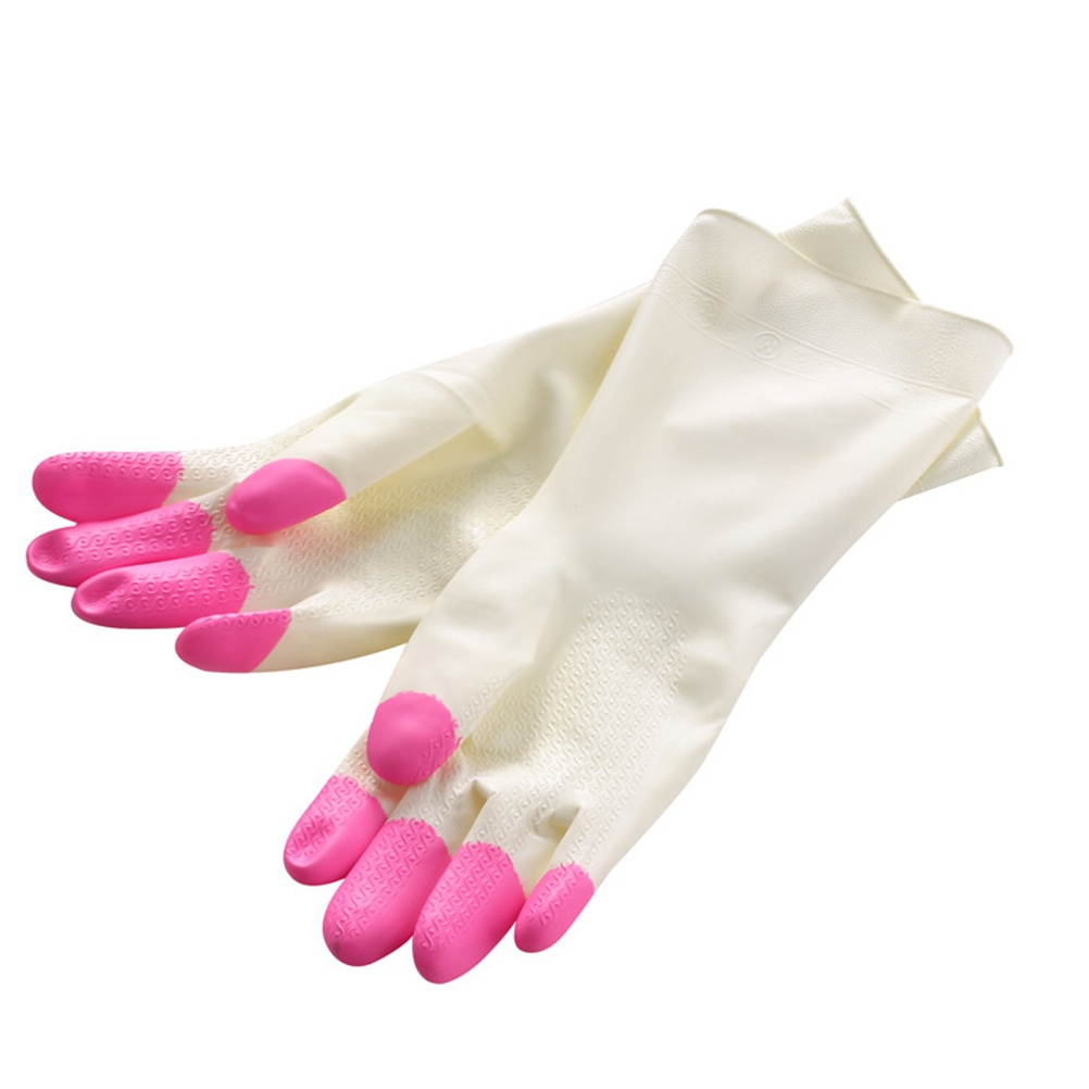3 Pair Kitchen Rubber Cleaning Gloves Reusable Household Anti-skid Waterproof Oilproof Dishwashing Latex Gloves Size