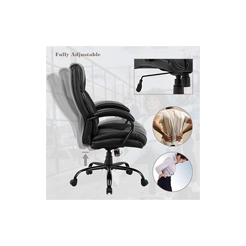 and Tall Office Chair 500lbs Cheap Desk Chair Ergonomic Computer Chair High Back PU Executive Chair with Lumbar Support Headrest Swivel Chair for Women Men Adults,Black