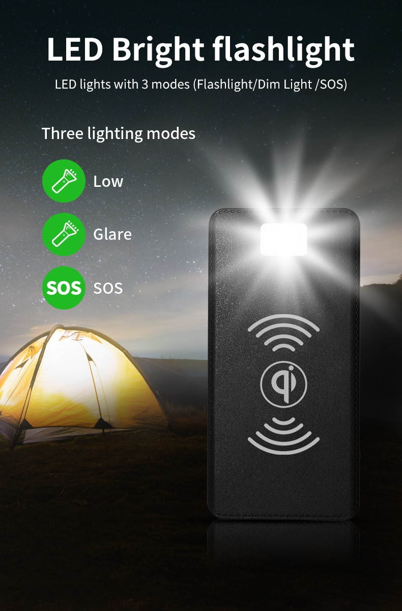 15000mAh Wireless Solar Power Bank Portable Charger Large Capacity 4 USB External Battery LED Fast Charging for Xiaomi IPhone