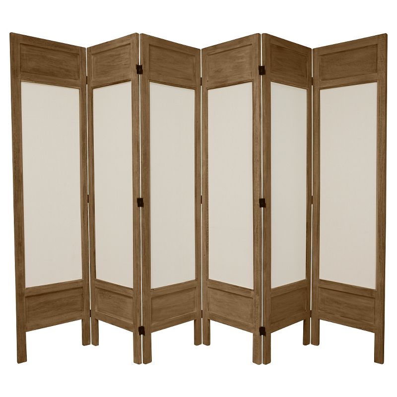 5 1/2 ft. Tall Solid Frame Fabric Room Divider - Burnt Gray (6 Panels)