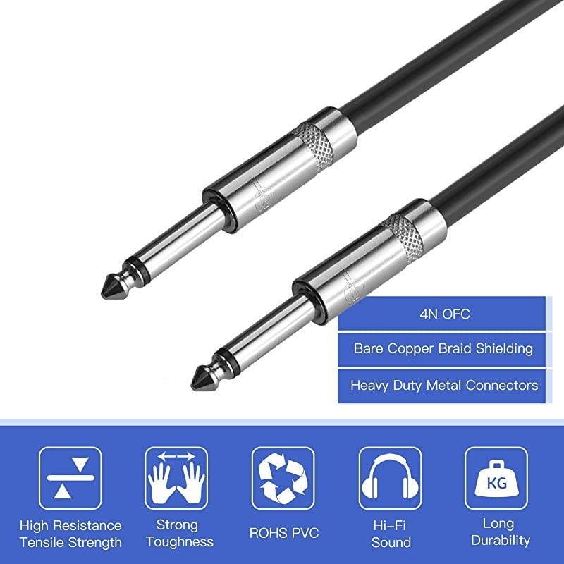 2Pack 50 ft 14 to 14 Speaker Cables True 12AWG Patch Cords 14 Male Inch DJPA Audio Speaker Cable 12 Gauge Wire