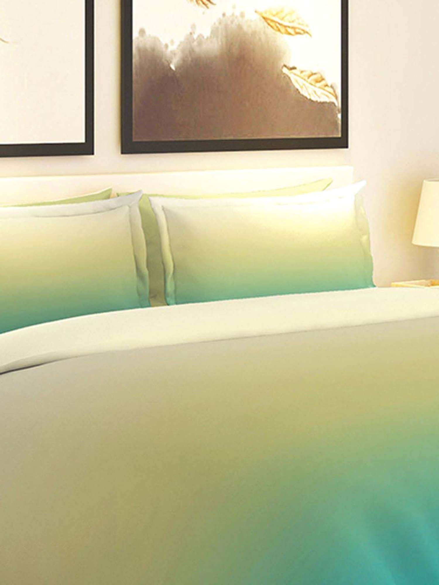 GM Ombre Green Cotton 210 TC 150 GSM Reversible Double Bed Comforter