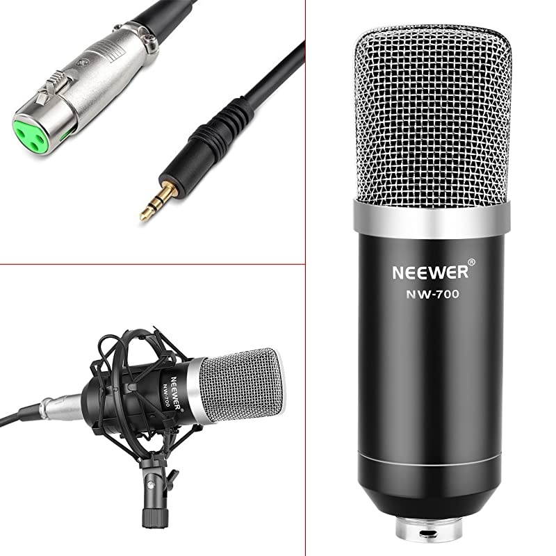 NW700 Professional Studio Broadcasting Recording Condenser Microphone amp NW35 Adjustable Recording Microphone Suspension Scissor Arm Stand with Shock Mount and Mounting Clamp Kit