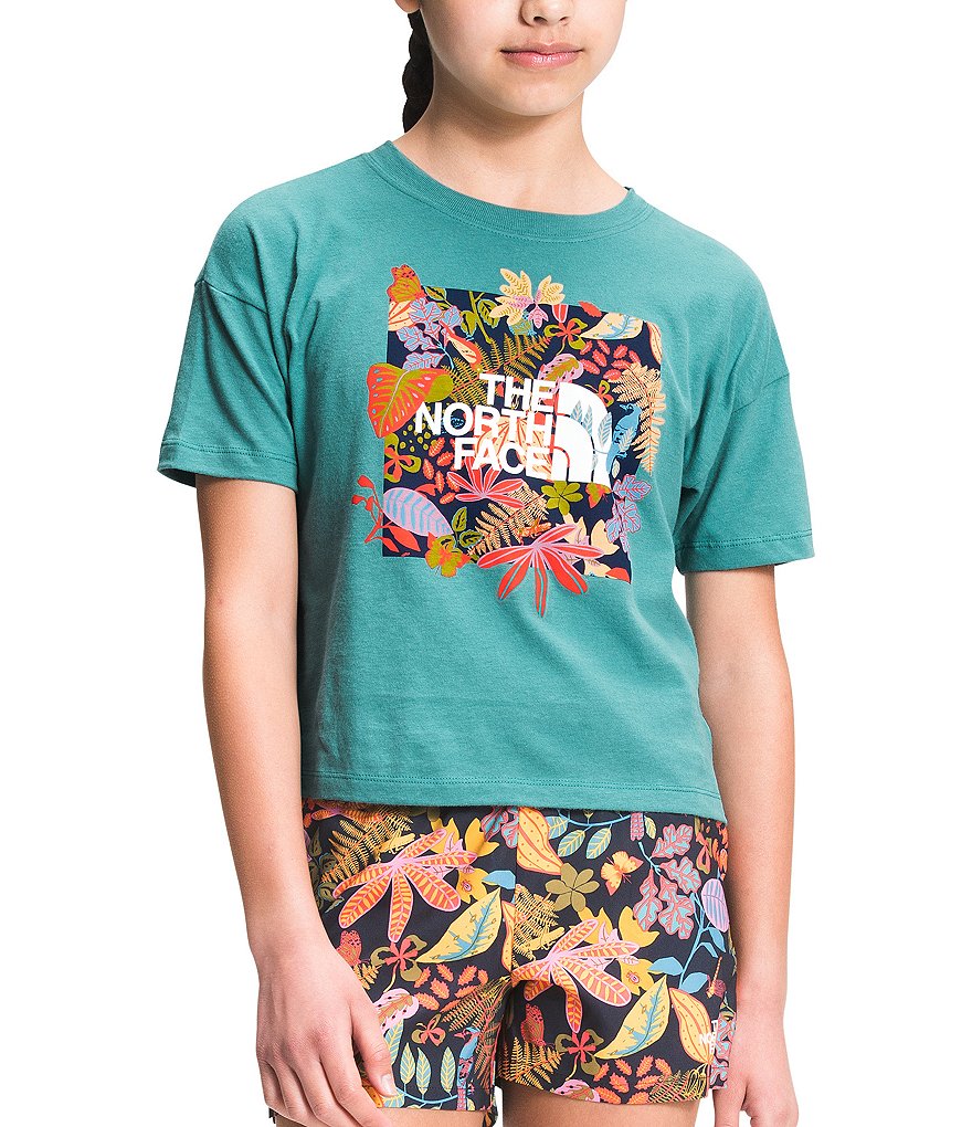 The North Face Little/Big Girls 5-18 Short-Sleeve Tropical Floral Fill Logo Tee