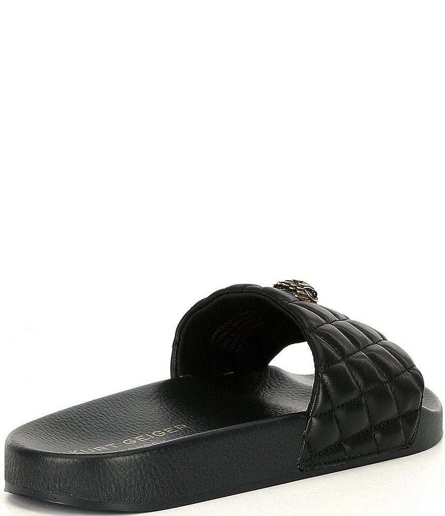 Kurt Geiger London Meena Eagle Head Ornament Quilted Pool Slides