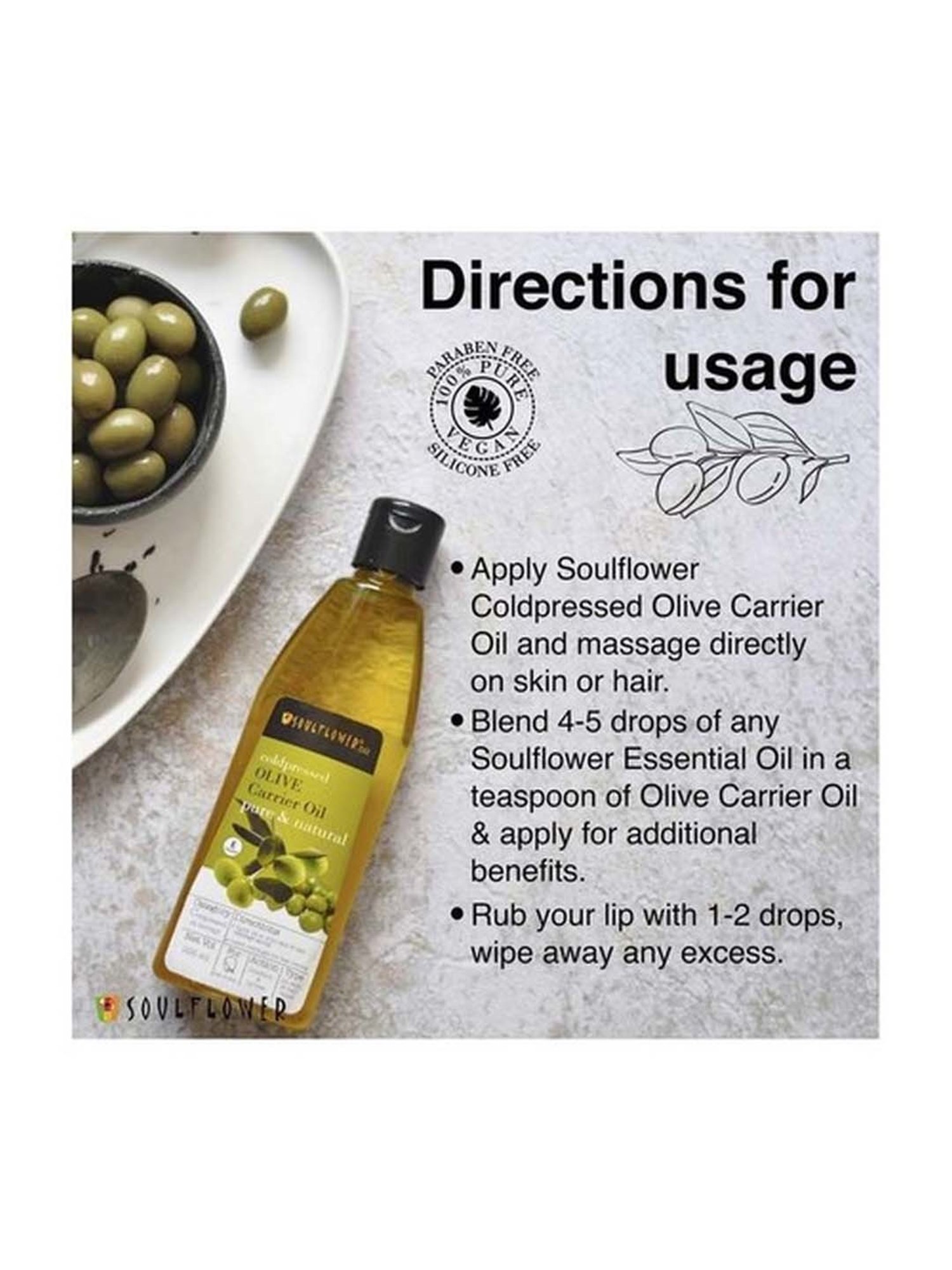 Soulflower Coldpressed Olive Oil For Hair & Skin - 225 ml