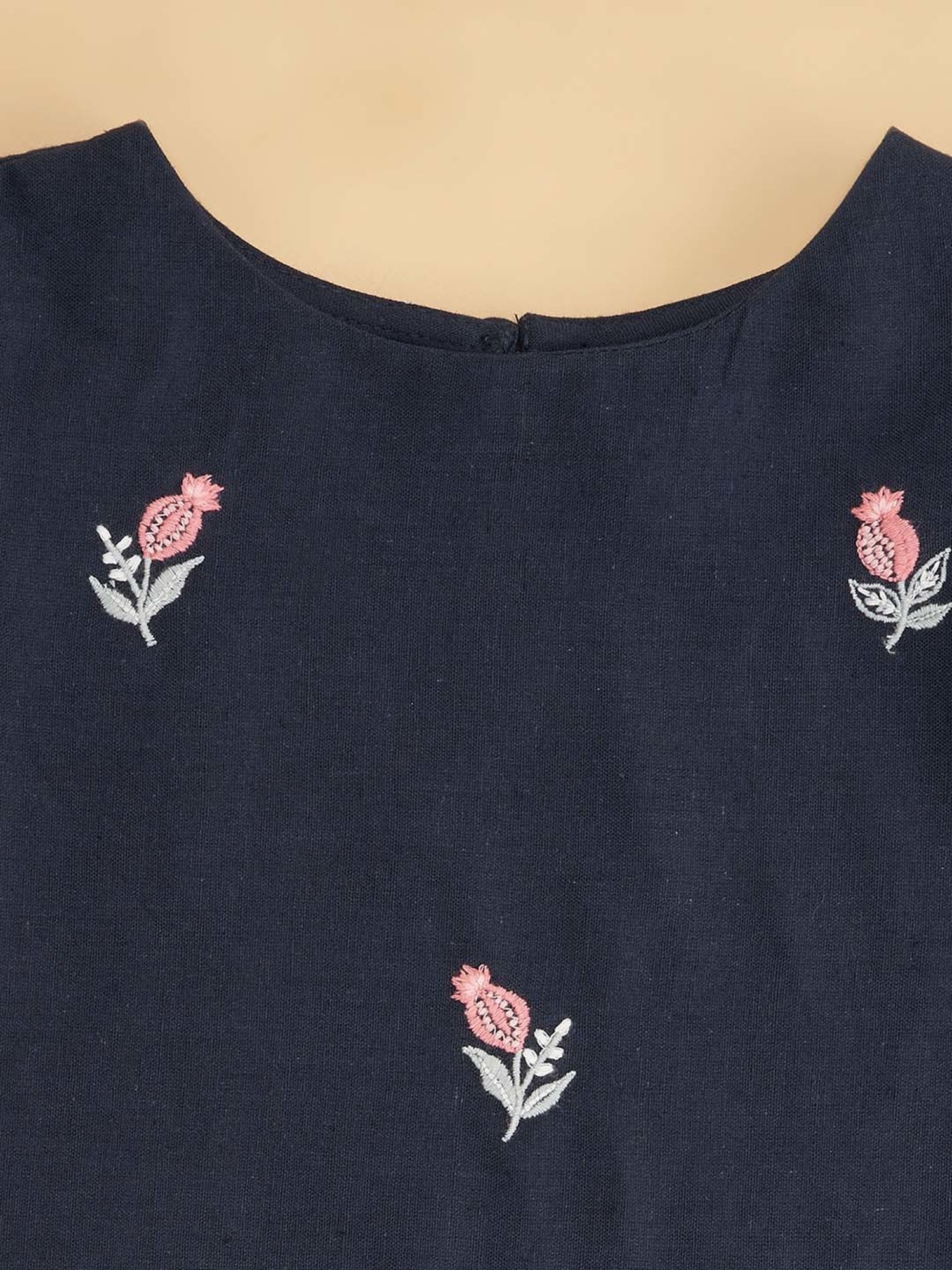 Akkriti by Pantaloons Kids Navy Cotton Embroidered Dress