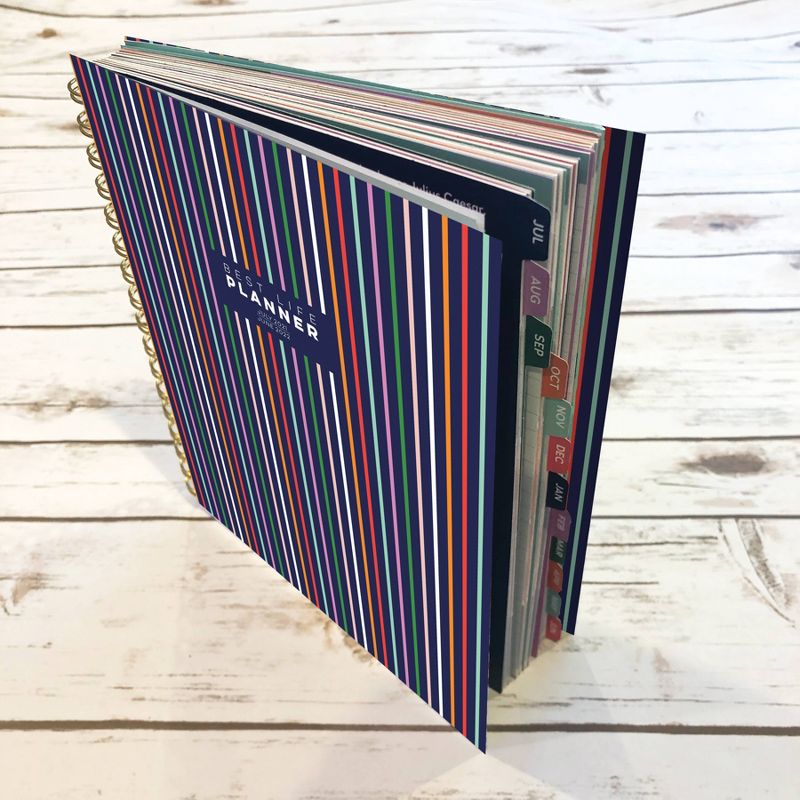 2021-22 Academic Planner 9" x 7" Preppy Stripes Luxe Daily/Weekly/Monthly - The Time Factory