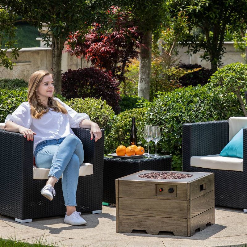 Square Fire Pit With Wood Grain Finish 23.5" - Legacy Heating