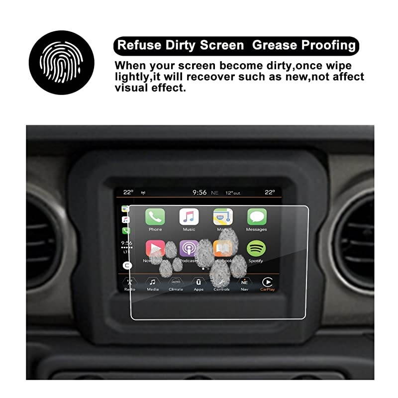 2018 2019 2020 Wrangler JL Uconnect Touch Screen Protector  HD Clear TEMPERED GLASS Protective Film Against Scratch High Clarity 7Inch