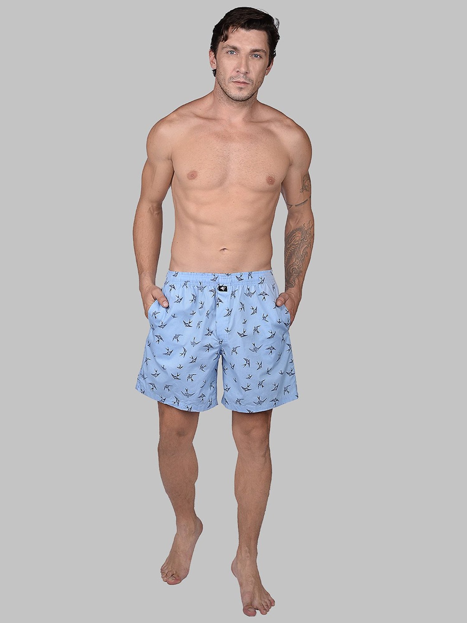 Frenchie Sky Blue Relaxed Fit Printed Boxers