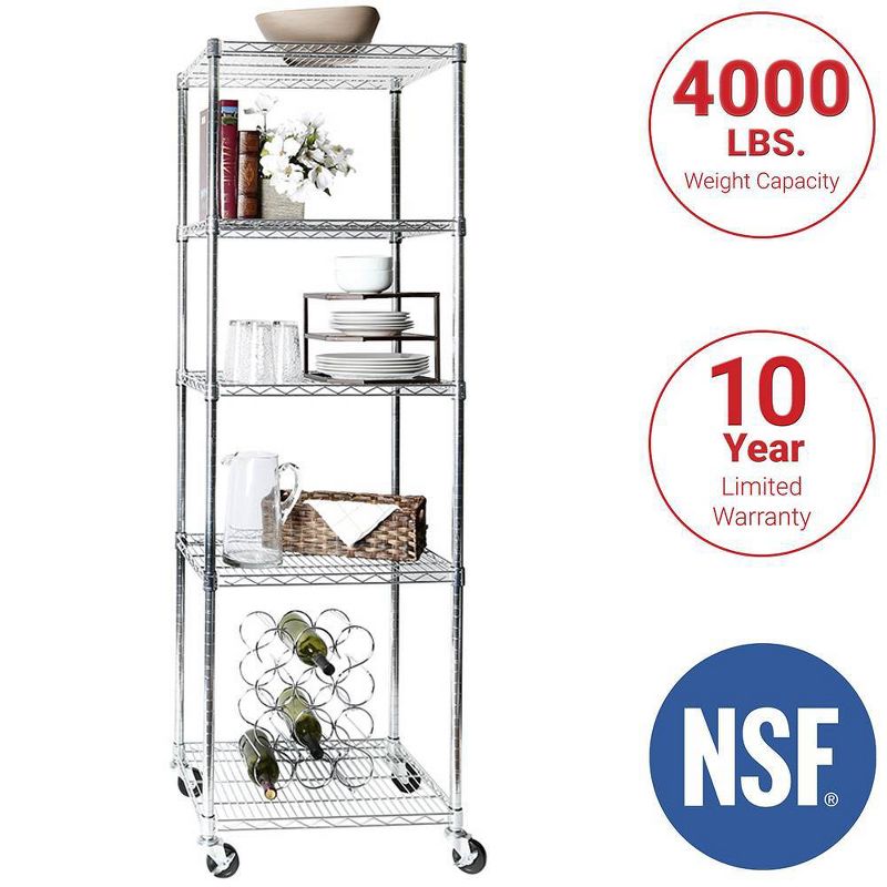 Seville Classics 24"x18"x72" 5 Tier Ultra Zinc Steel Wire Shelving