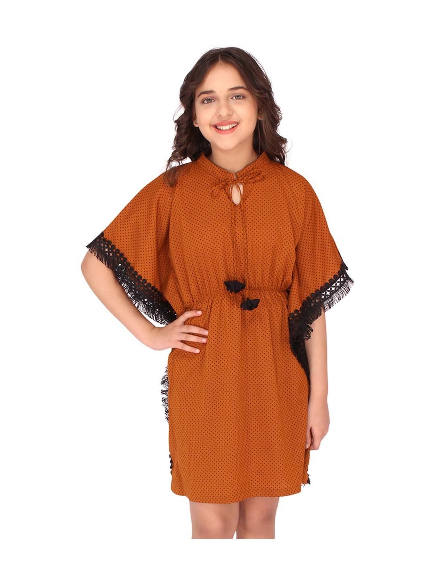 Cutecumber Kids Brown Printed Casual Dress