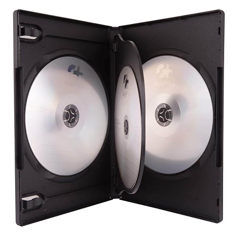 10 pieces DVD Case Quad for 4 Discs Black with Inner Trays and Book Clips