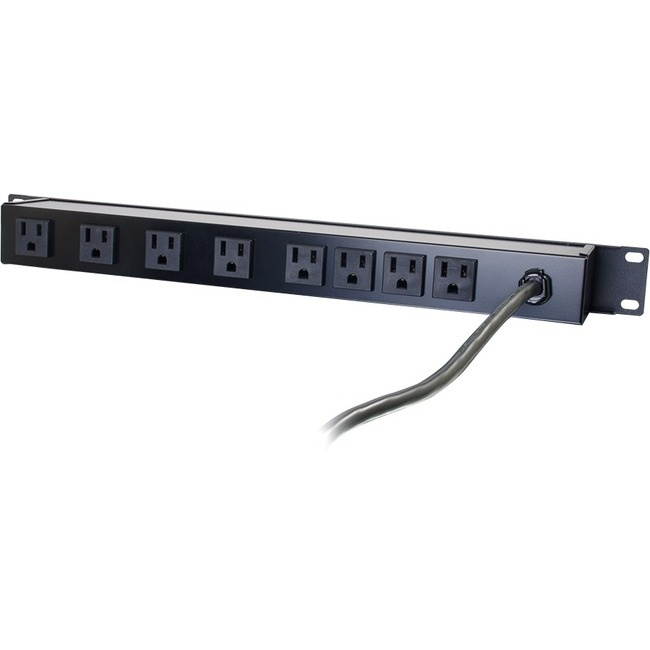 C2G 15ft Wiremold Rack Mount 8-Outlet 120v/15a Lighted Switch Power Strip