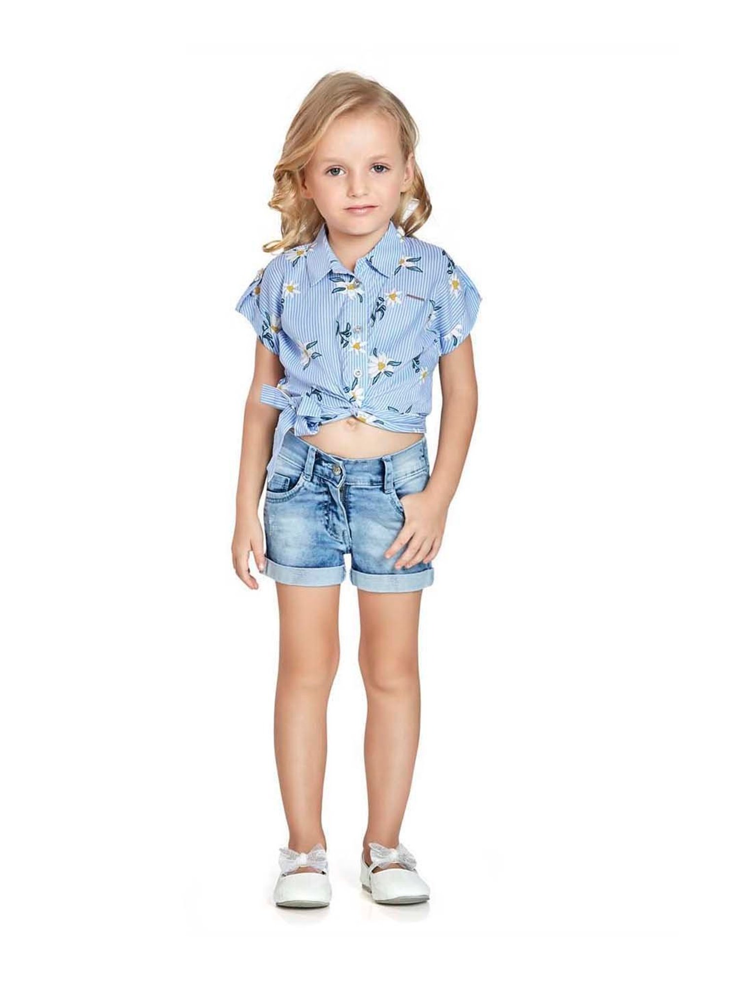 Peppermint Kids Blue Floral Print Top Set