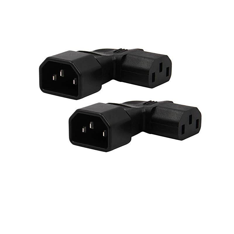 2Pack Right Angle IEC C14 to C13 Power Adapter PDU Power Extension for LCD LED TV Wall Mount