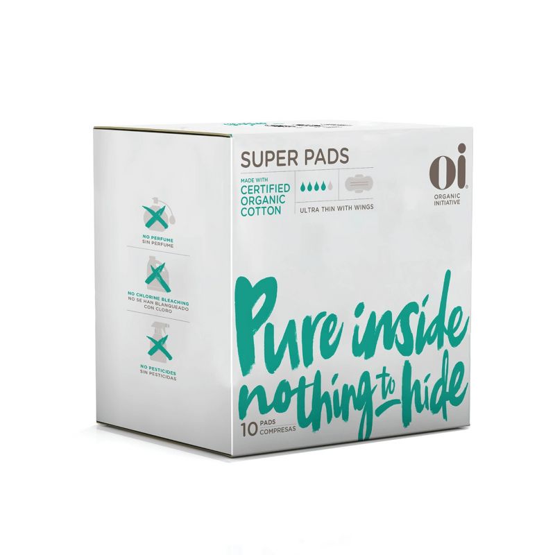 Organic Initiative Oi Organic Cotton Ultra Thin Pads with Wings (Super) - 2pk