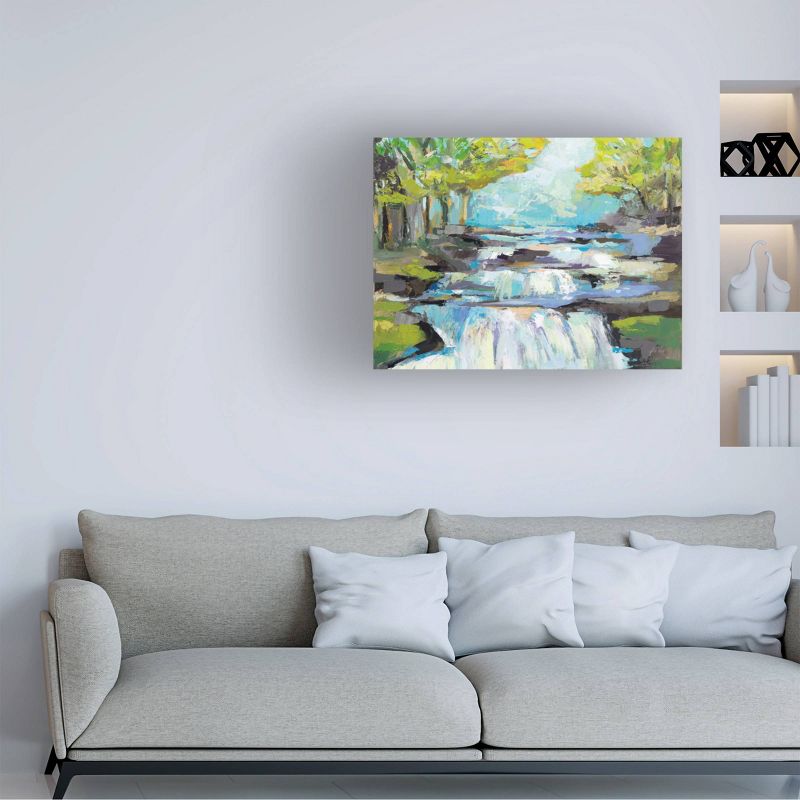 14" x 19" Jeanette Vertentes 'The Waterfall' Unframed Wall Canvas - Trademark Fine Art