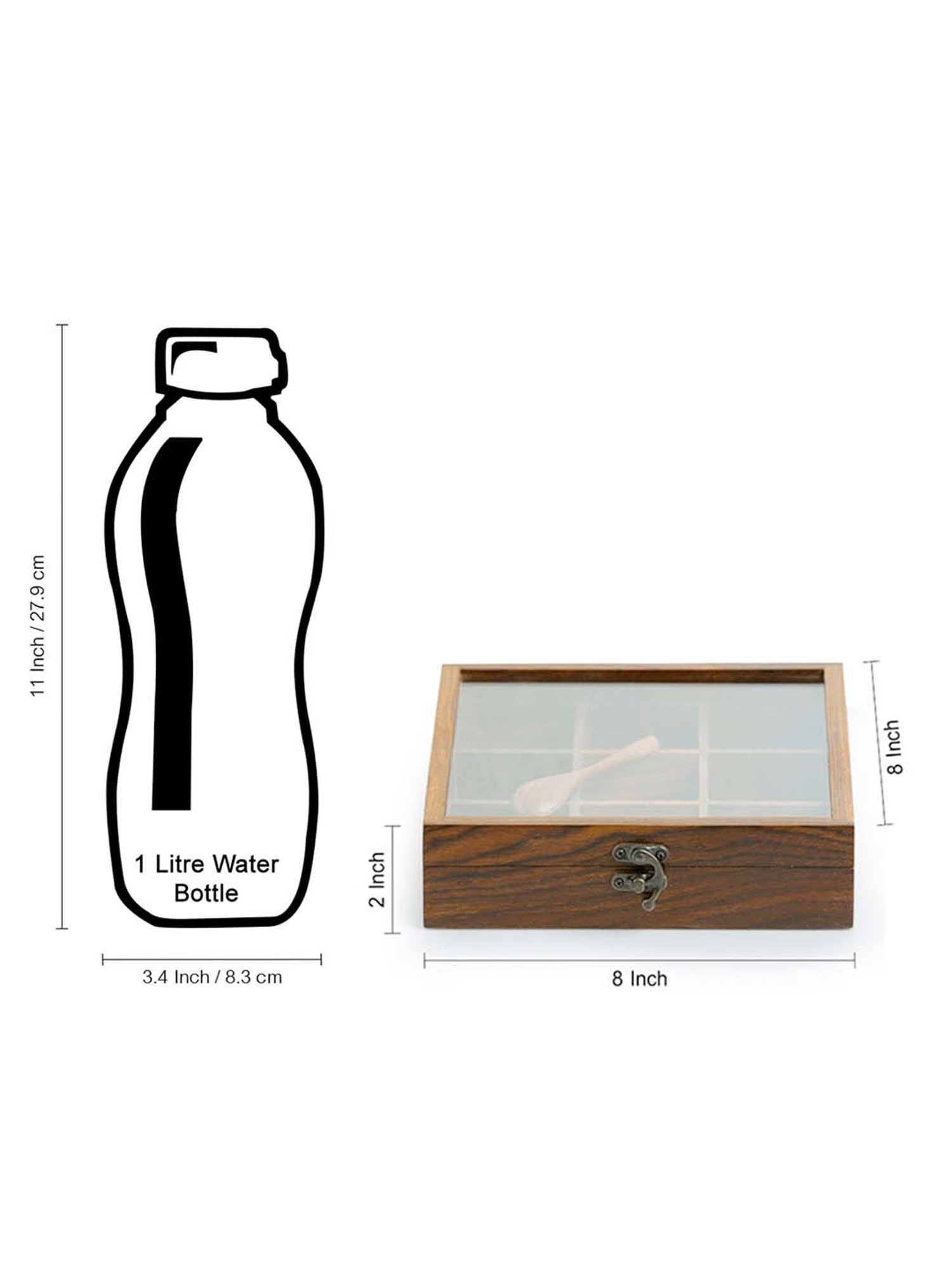 ExclusiveLane Spice Box With Spoon In Sheesham Wood