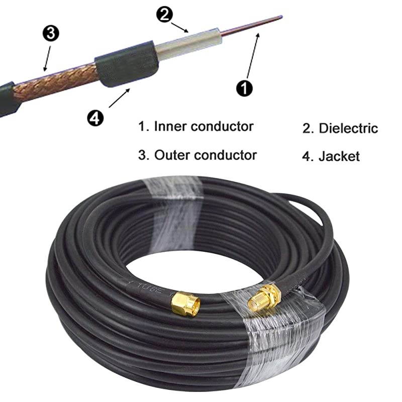 Coaxial Extension Cable 15Meter492 Ft RG58 SMA Female to SMA Male Extension RF Coaxial Cable Connector and TwoWay Radio Applications Pure Copper 50 ohm RF Jumper Cable