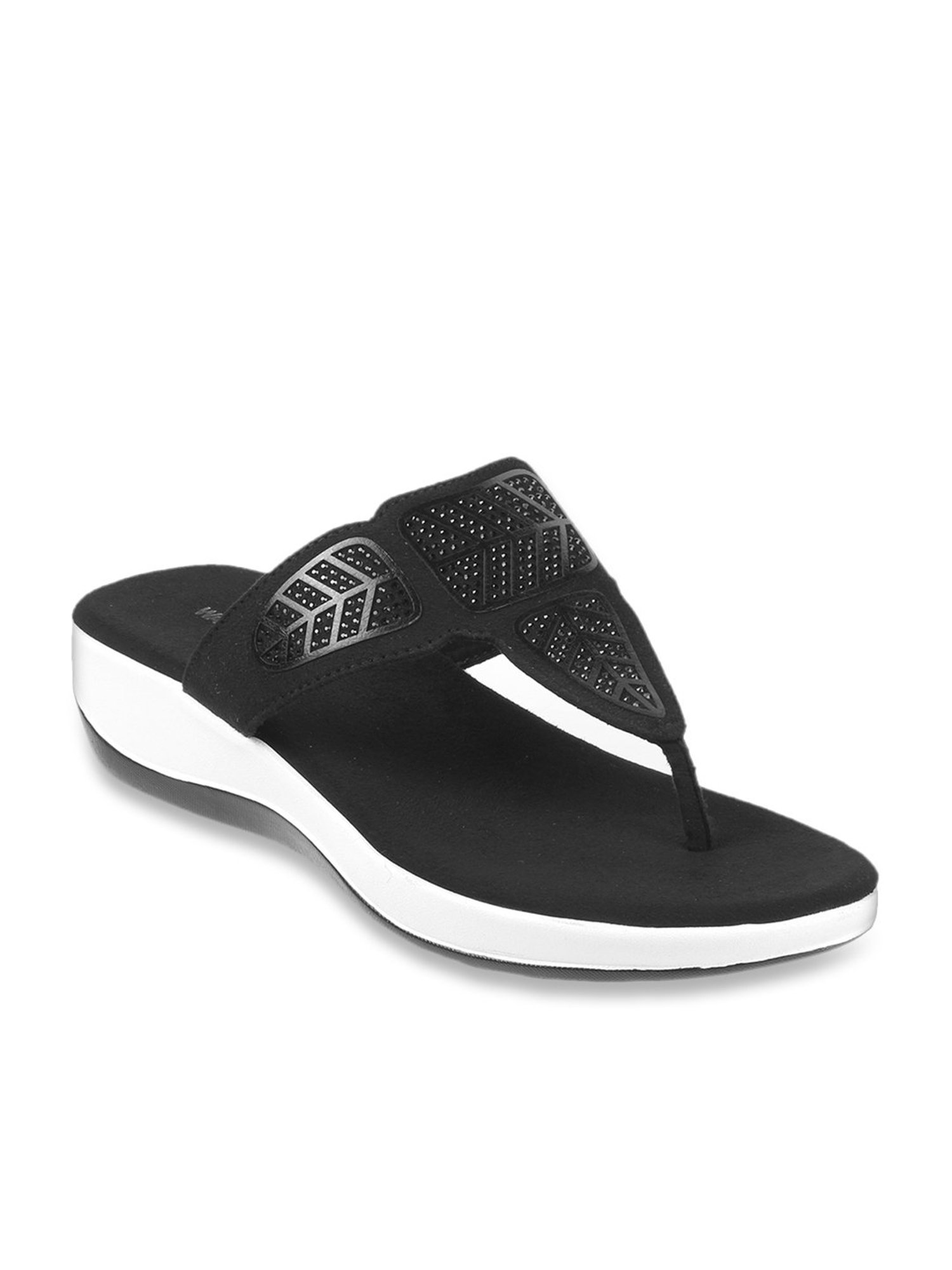 Walkway Women's Black Thong Wedges