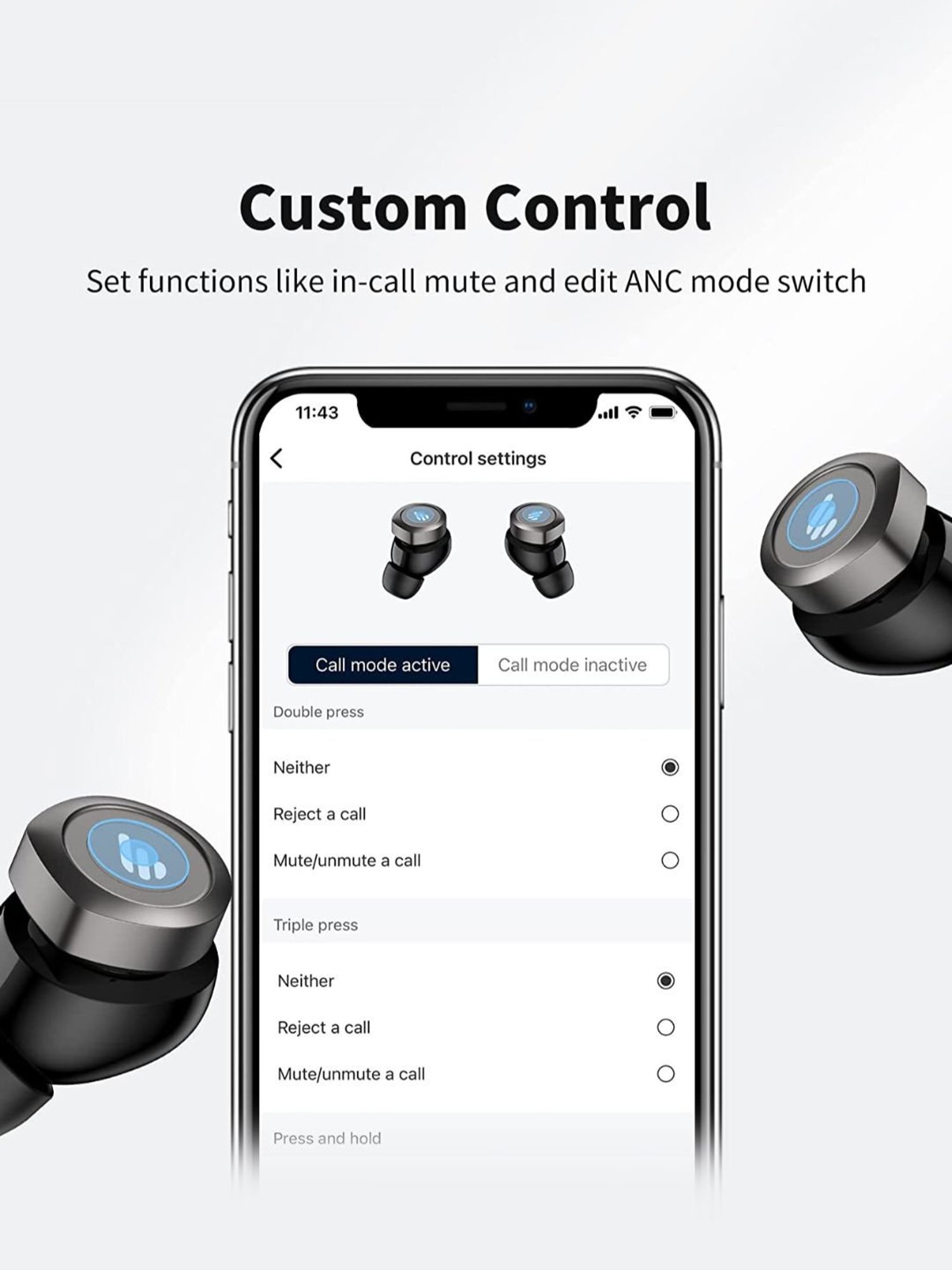 Edifier W240TN True Wireless Noise Cancellation In-Ear Headphones (Black)