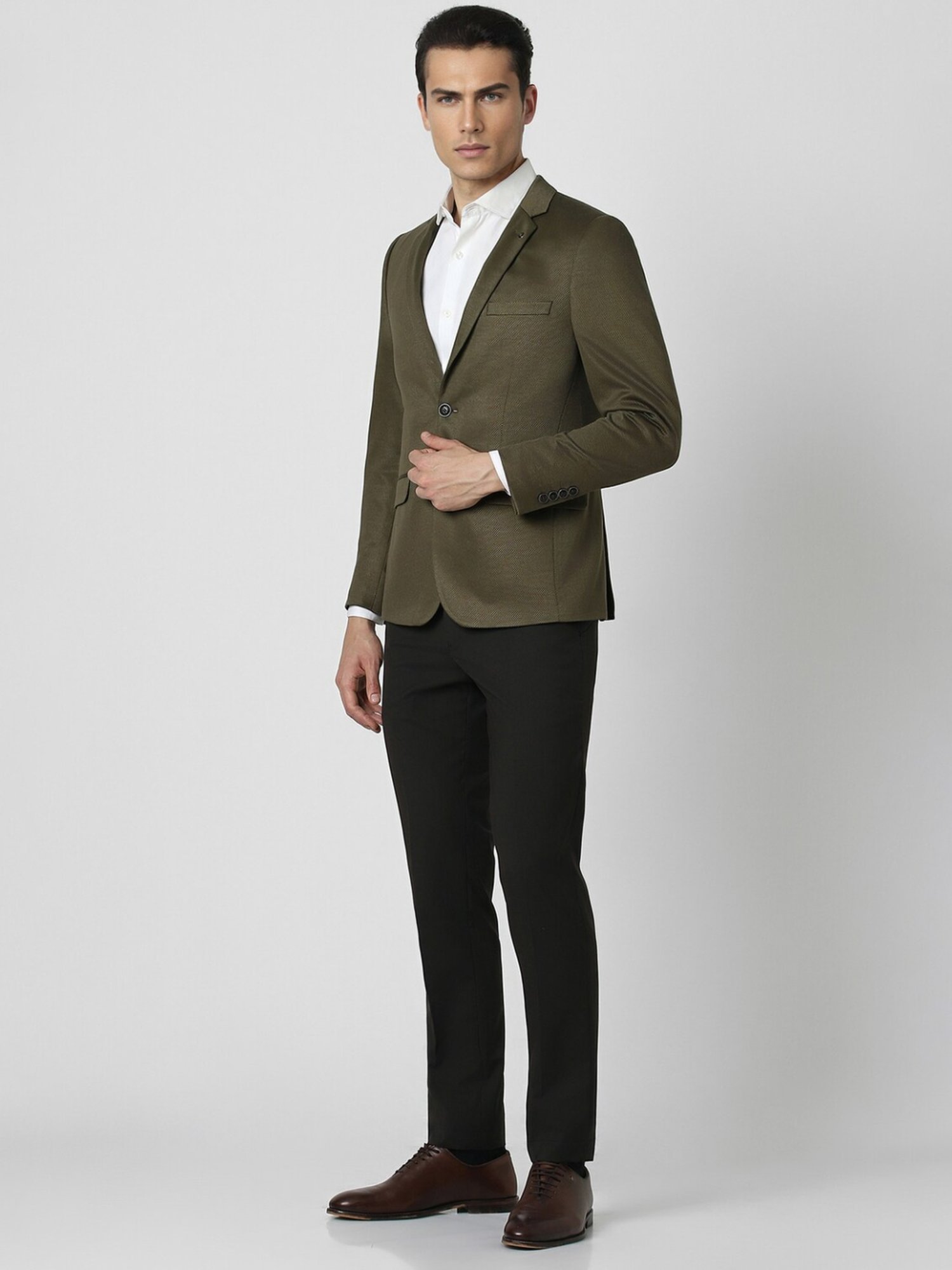 Van Heusen Green Slim Fit Texture Blazer