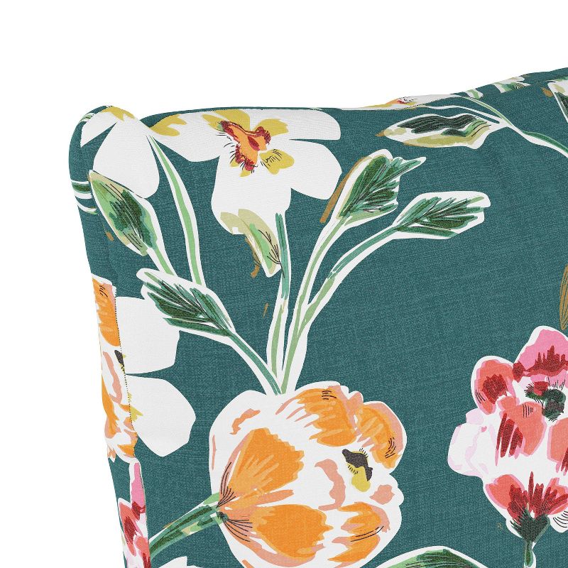 18"x18" Polyester Summer Floral Square Throw Pillow Green - Skyline Furniture