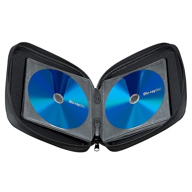 Japan Brand 24 Capacity CD Case Portable DVDVCD Storage EVA Protective Bluray Wallet Binder Holder Booklet for Car Home Office Travel Blue