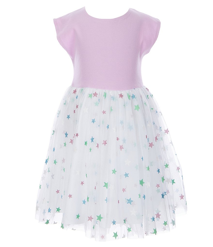 Pippa & Julie Little Girls 2T-6X Floral/Clip-Dot Tiered Fit-And-Flare Dress