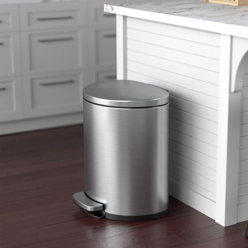 iTouchless Step Pedal Kitchen Trash Can with AbsorbX Odor Filter and Removable Inner Bucket 5 Gallon Semi-Round Stainless Steel