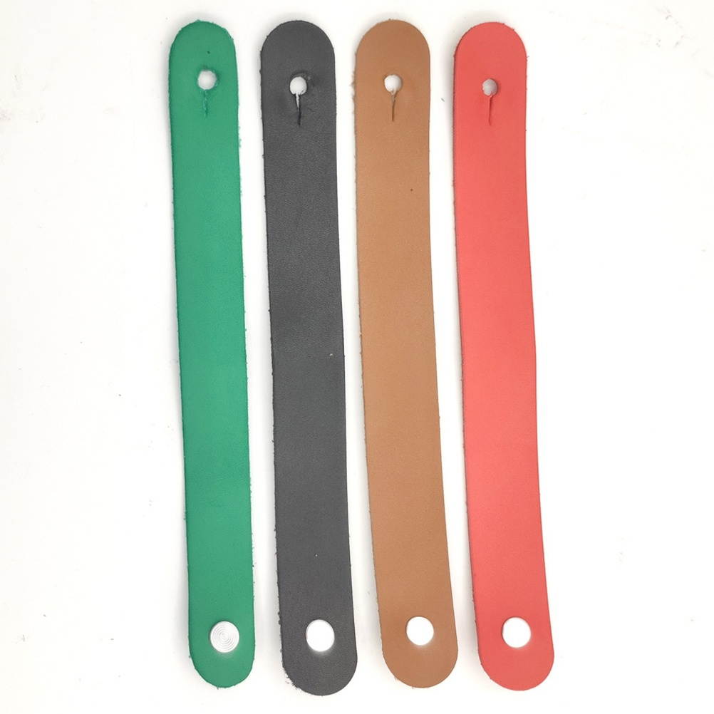 4Pcs Guitar Neck Strap Leather Head Belt Holder Button Safe Lock Ukulele Bass Folk Acoustic Electric Guitar Accessories (Black + Green + Red + Brown)