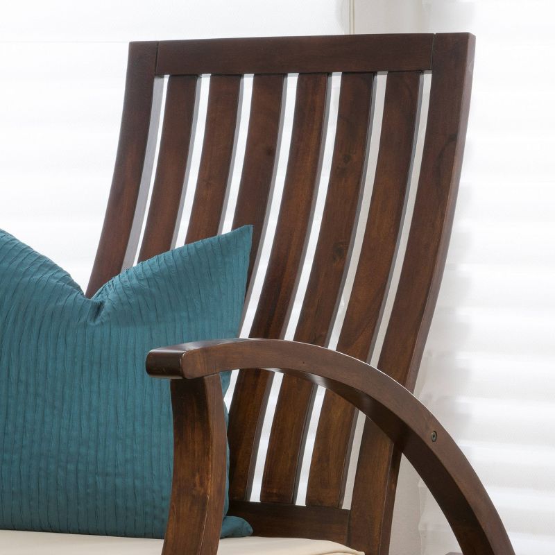 Iona Mid - Century Retro Modern Light Fabric Upholstered Button - Tufted Wingback Rocking Chair - Light Beige - Baxton Studio