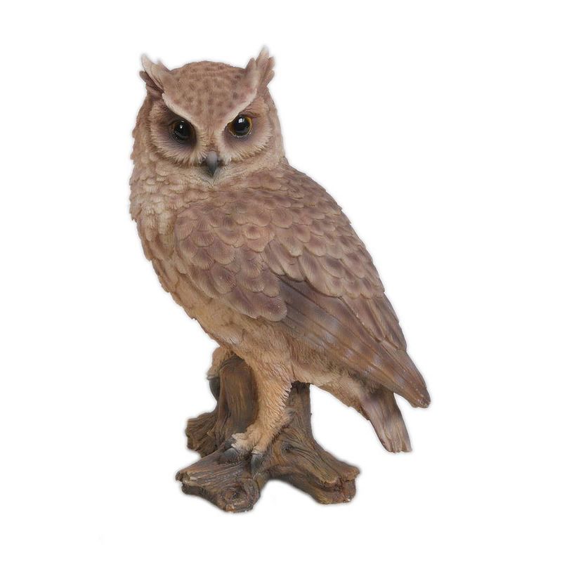 7" Polyresin Small Screech Owl in Stump Statue Brown - Hi-Line Gift
