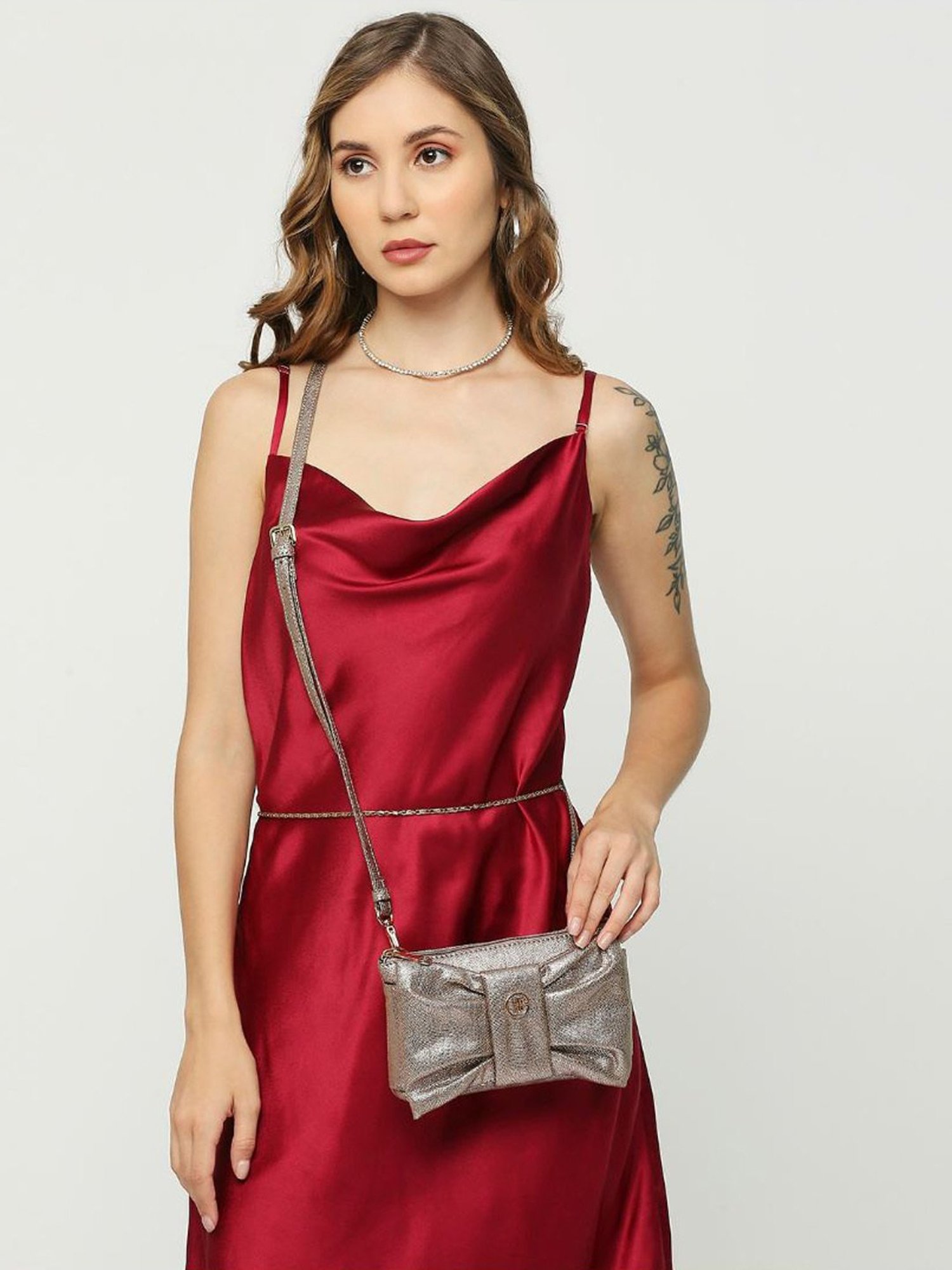 THE HOLISTIK Bling Metallic Bronze Shimmer Medium Cross Body Bag