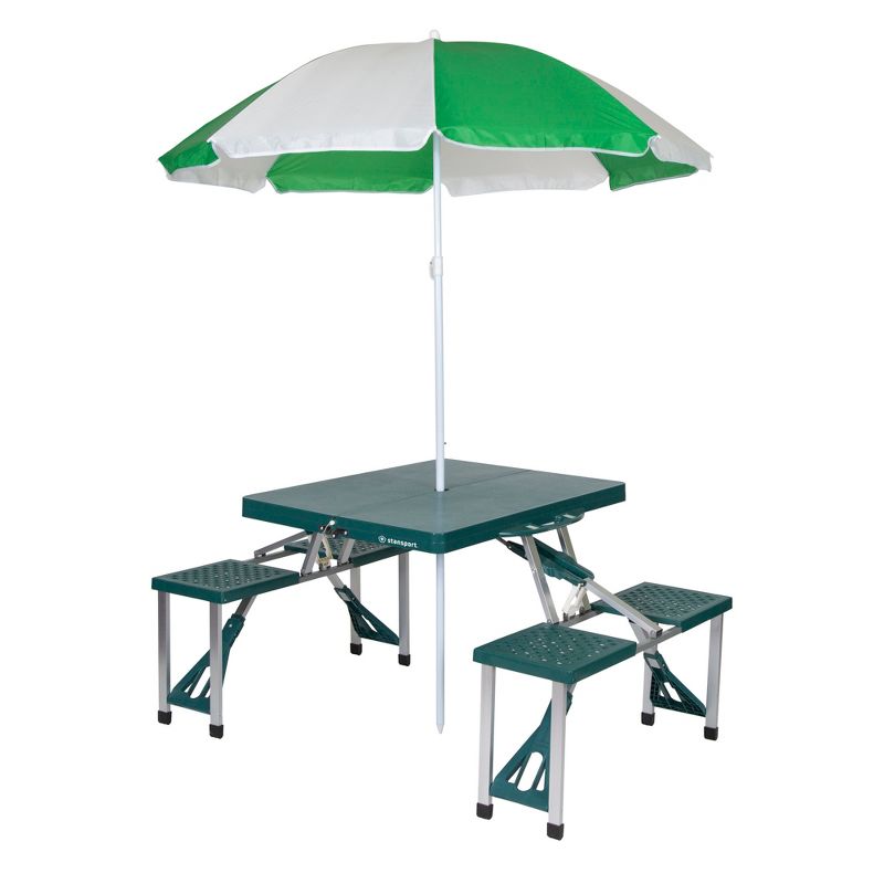 Stansport Picnic Table and Umbrella Combo Pack Green